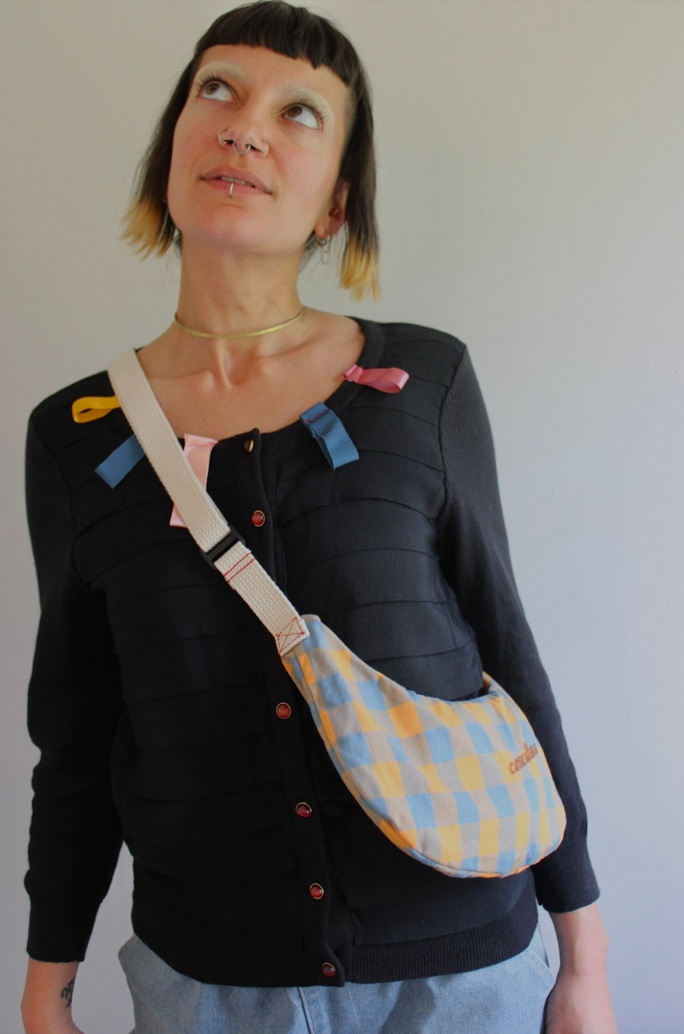 Media Luna SM | Plaid Orange Blue