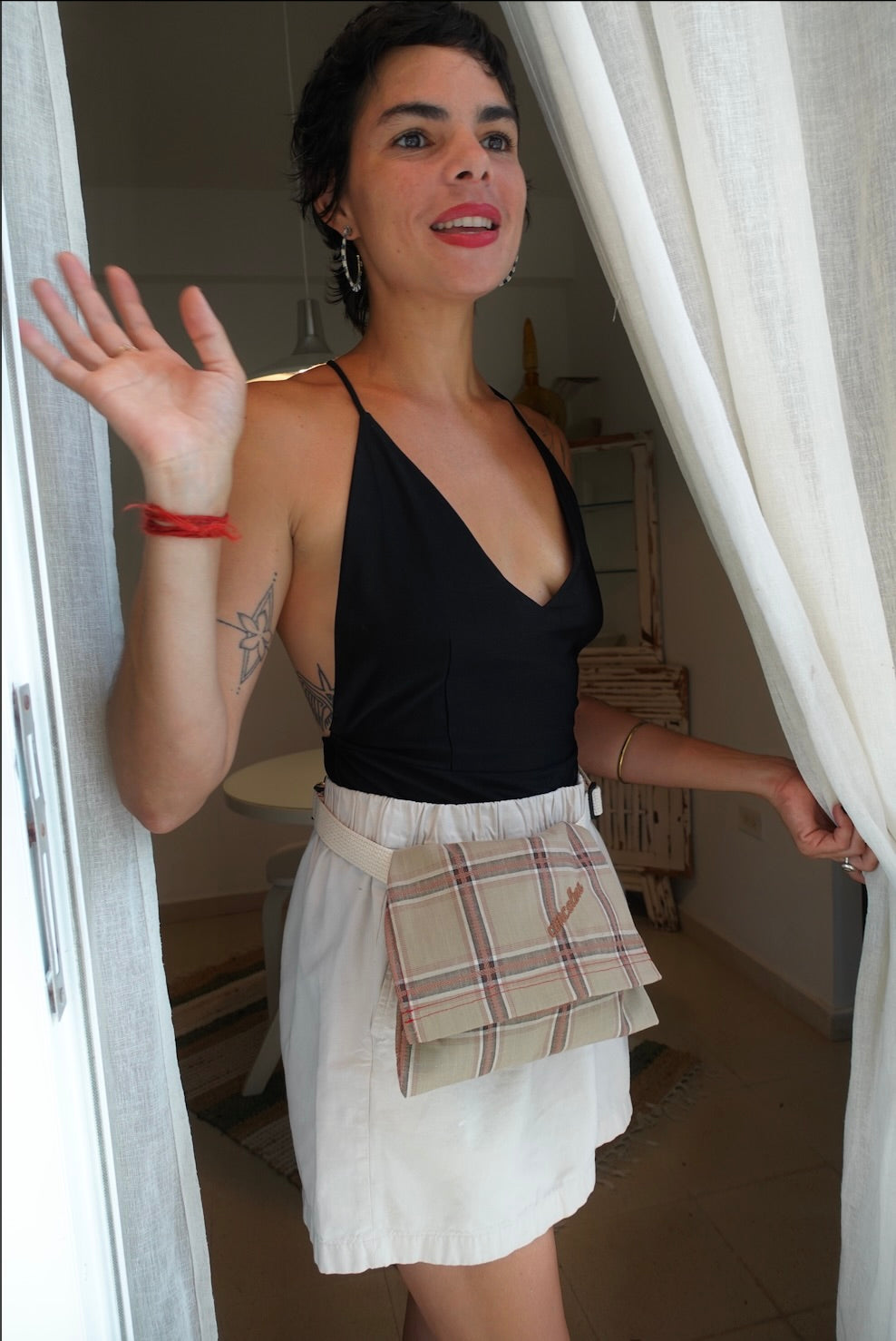 Hip Pouch | Plaid Light Brown