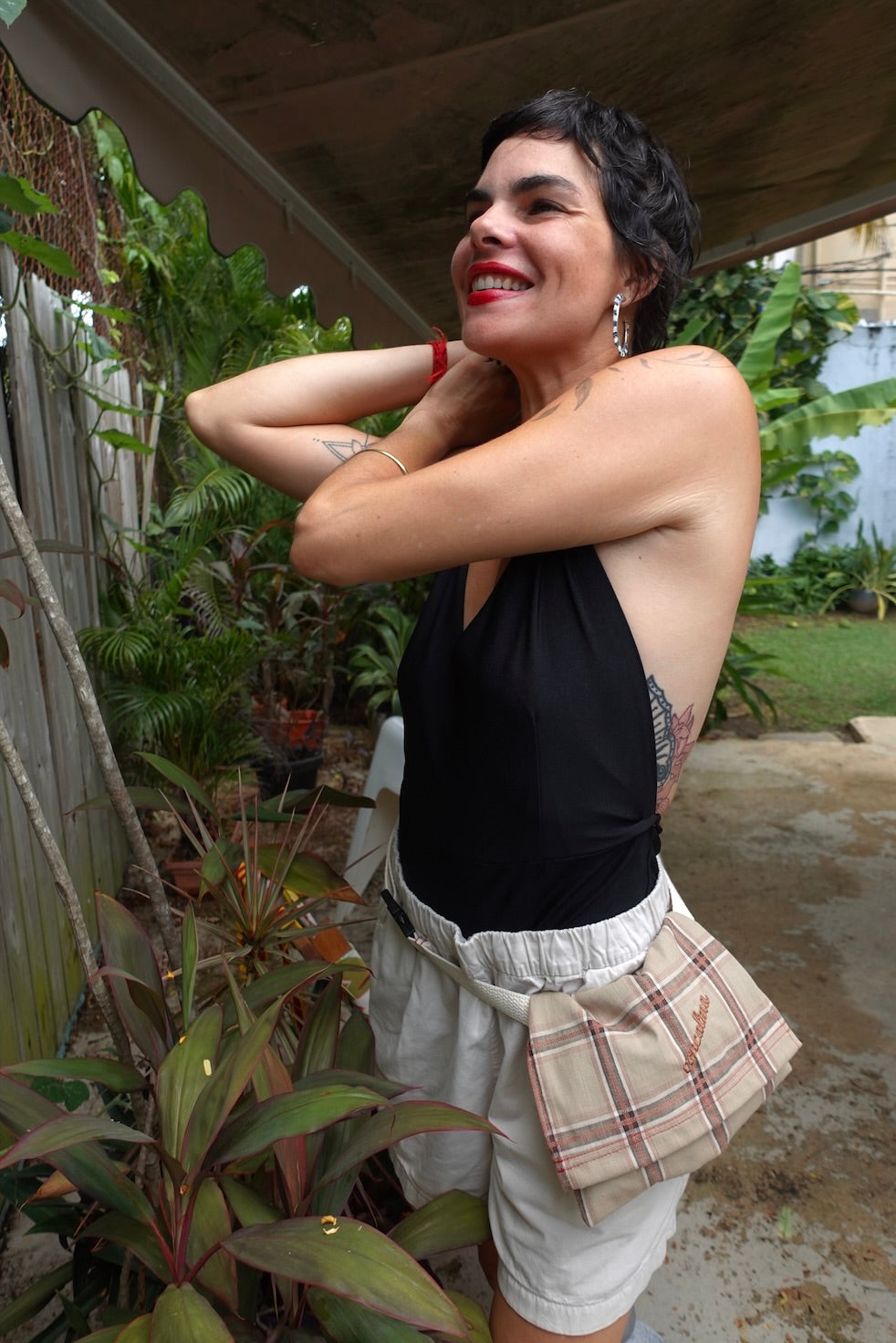 Hip Pouch | Plaid Light Brown