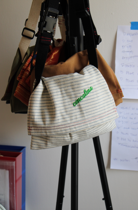 Hip Pouch | Up cycled Denim thin stripe