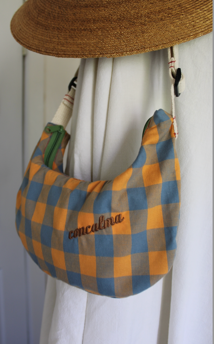 Media Luna SM | Plaid Orange Blue