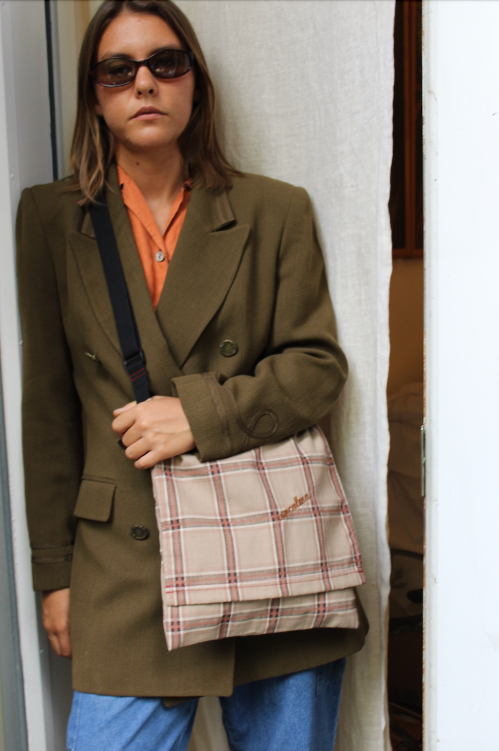 Messenger Adjustable | Plaid Brown