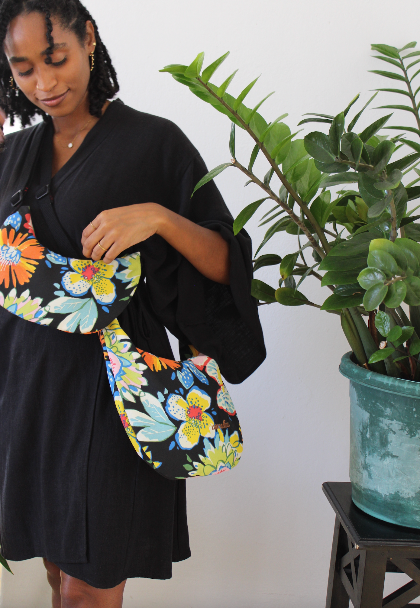 Media Luna SM | Floral over black - Shopconcalma