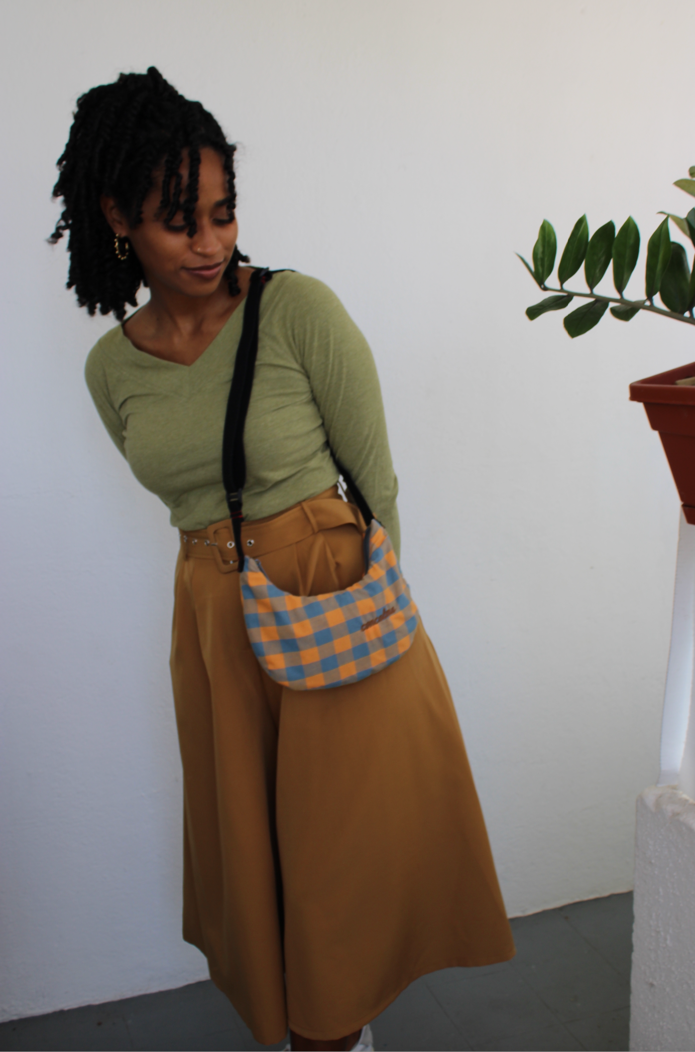 Media Luna SM | Plaid Orange Blue