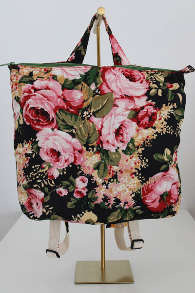 Backpack - Flowers over Black