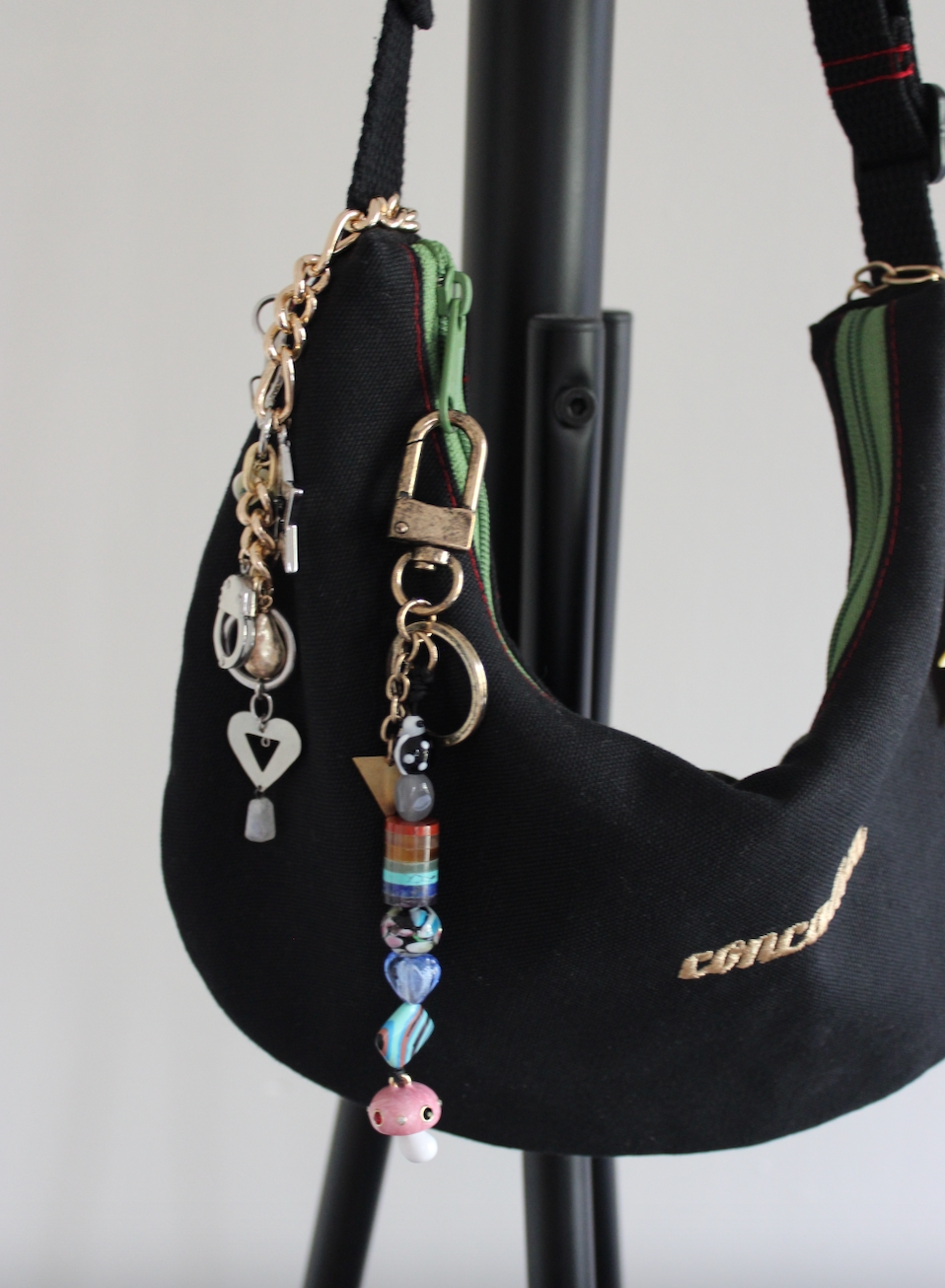 Charm |  Long galss bead strand with mushroom