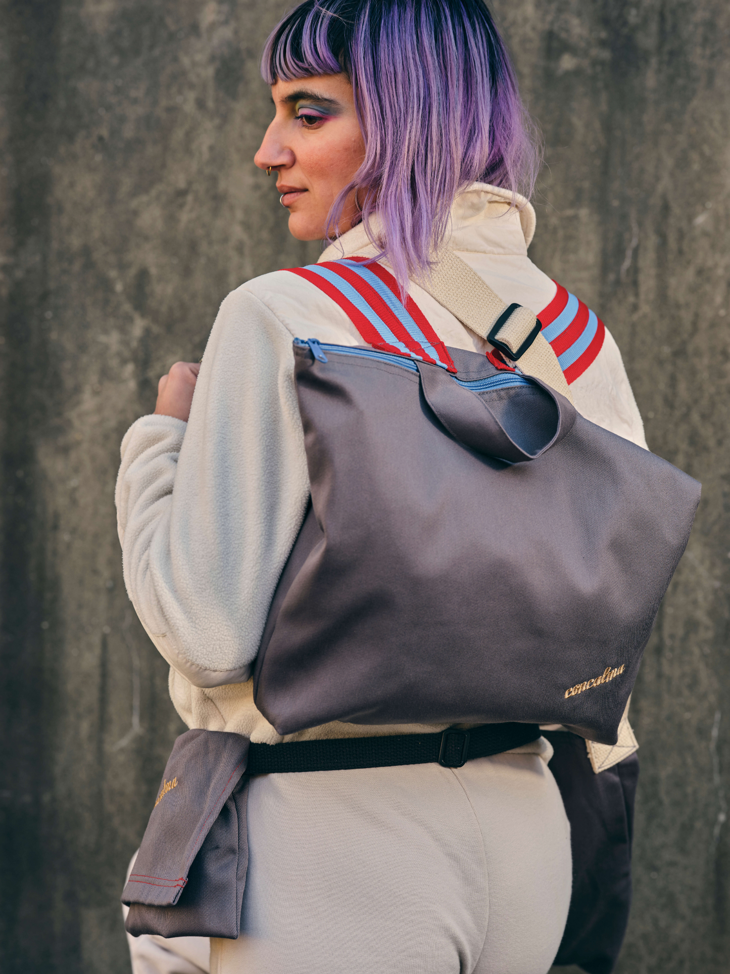 Backpack | Grey - Red Blue